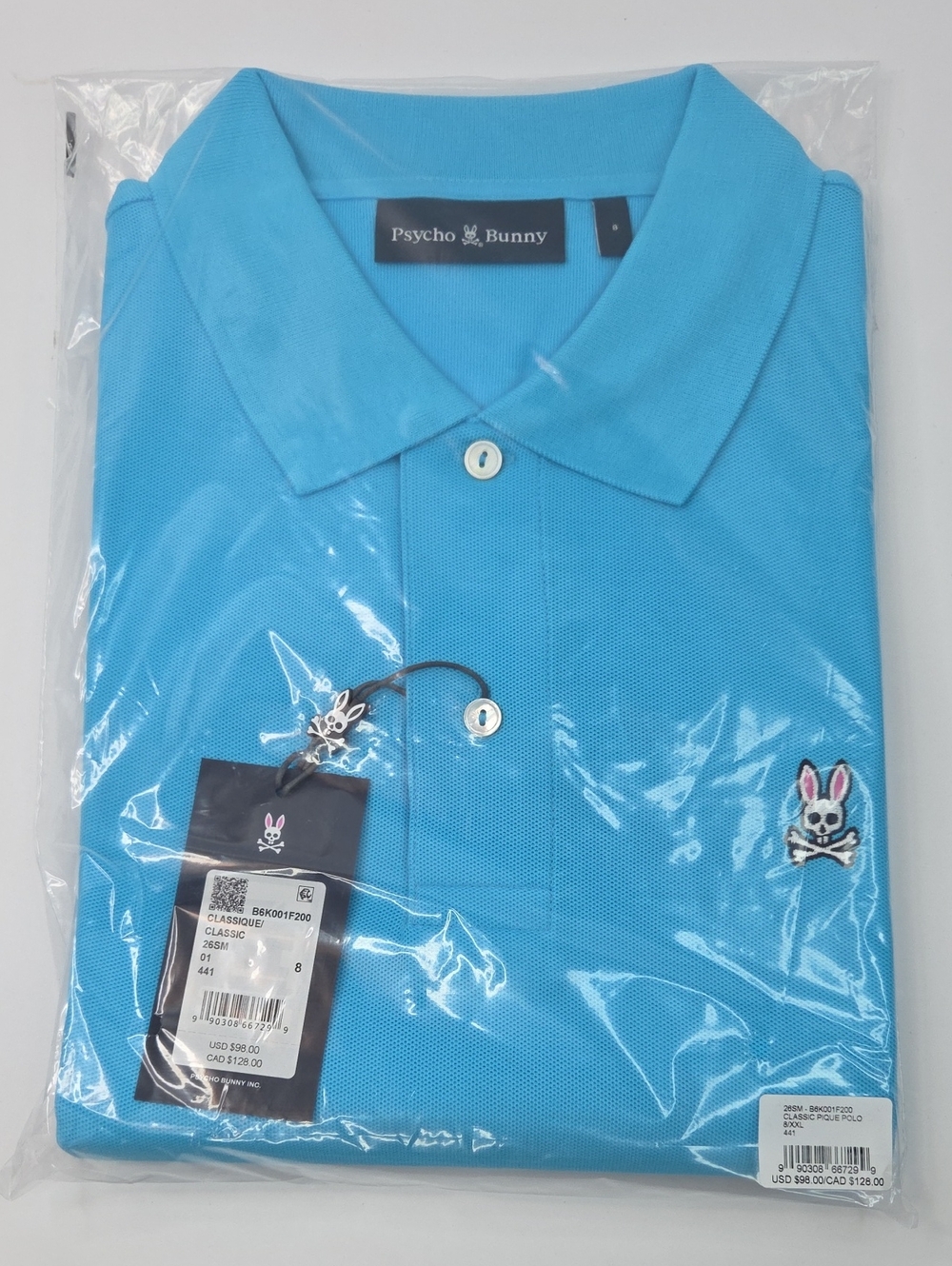 Psycho Bunny Turquoise Polo Shirt with Embroidered Logo